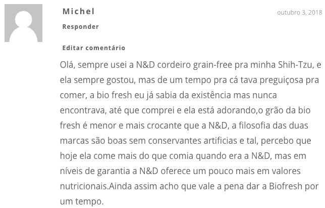 opinião do leitor sobre a Biofresh