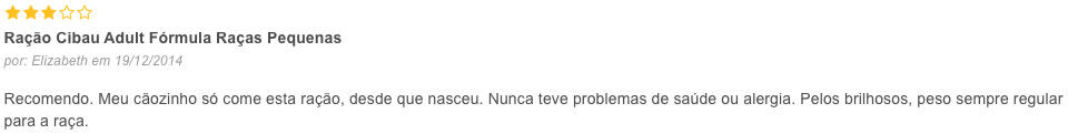 opinião de cliente sobre a Cibau