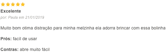 depoimento sobre o brinquedo para filhotes